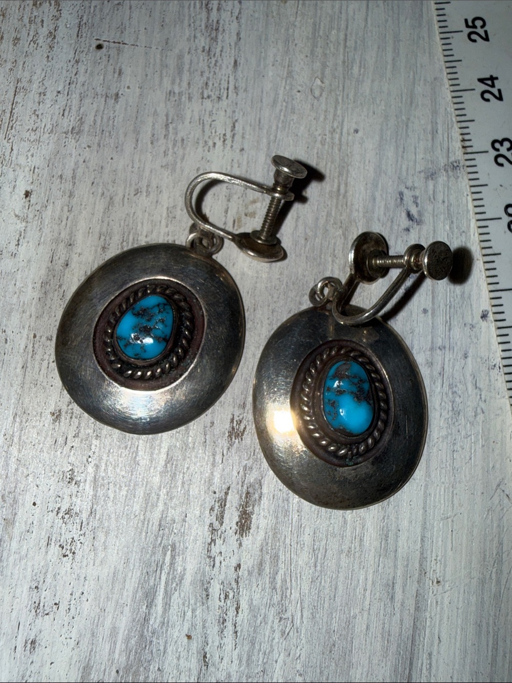 Vintage Sterling Silver Turquoise earrings by T. duran